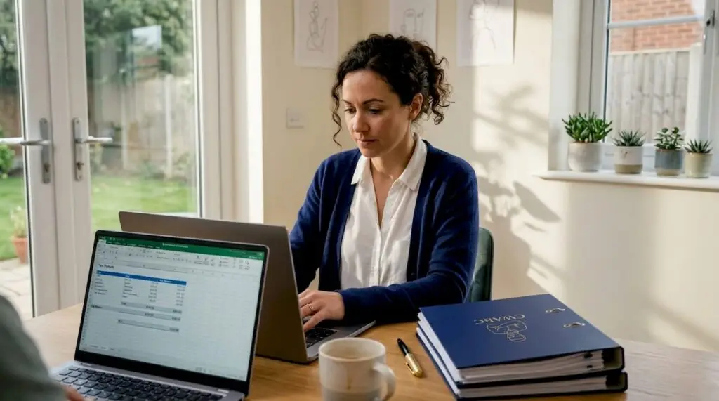 Business owner reviewing digital tax records