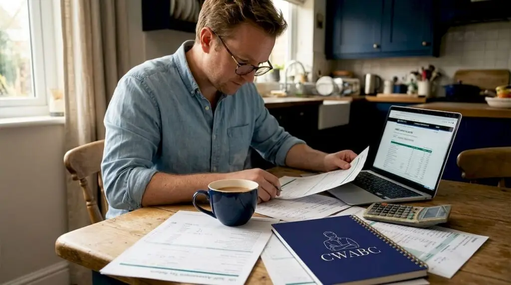 Small business owner organizing tax documents