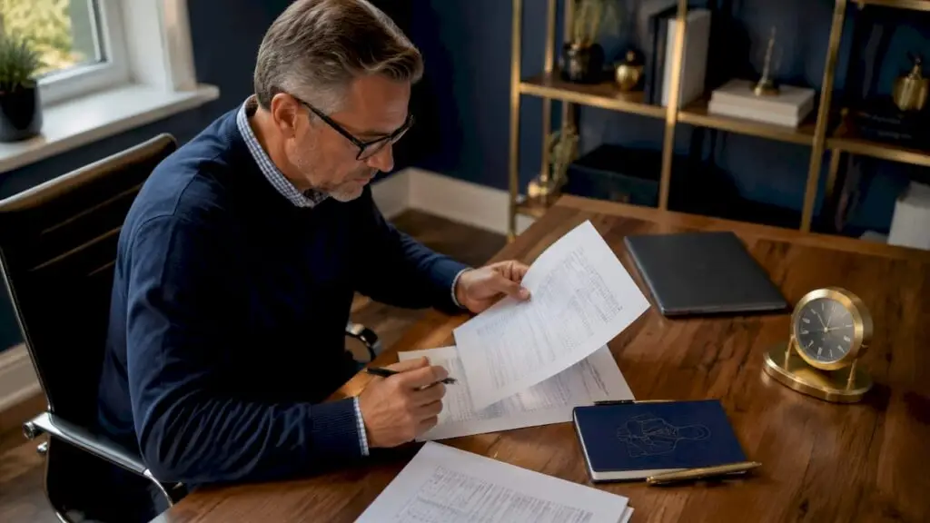 Accountant reviewing landlord financial documents