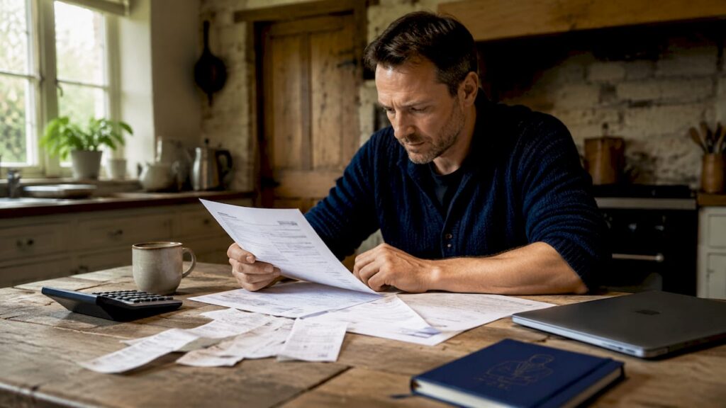 Sole trader reviewing National Insurance paperwork