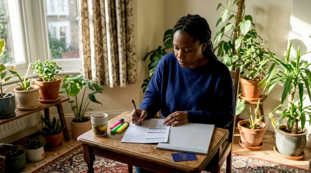Person completing HMRC registration form at home