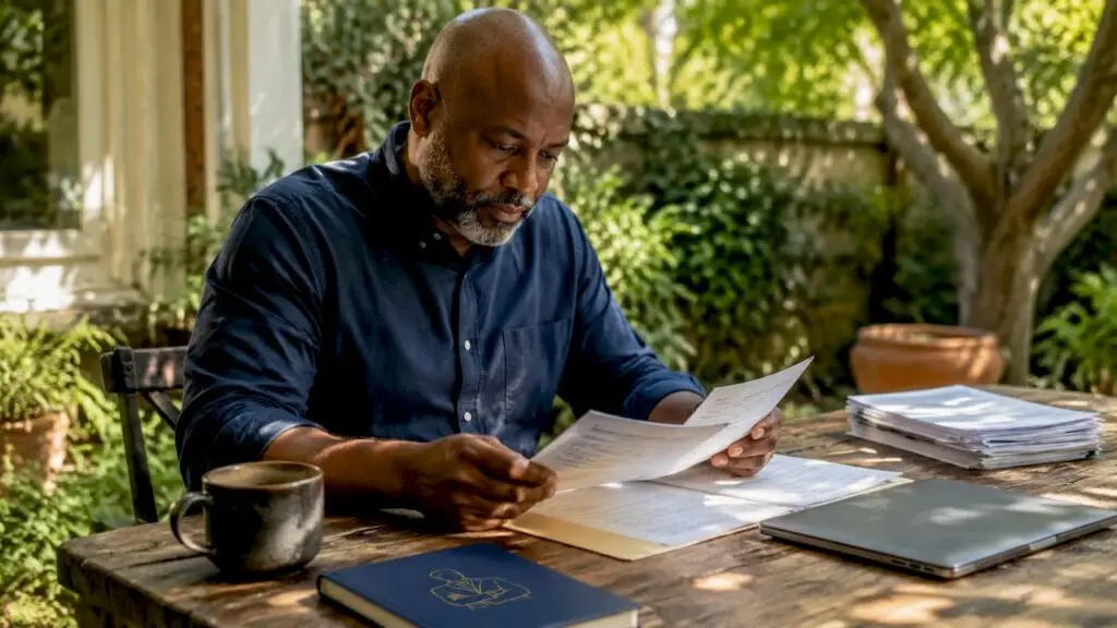 Landlord reviewing tax return documents