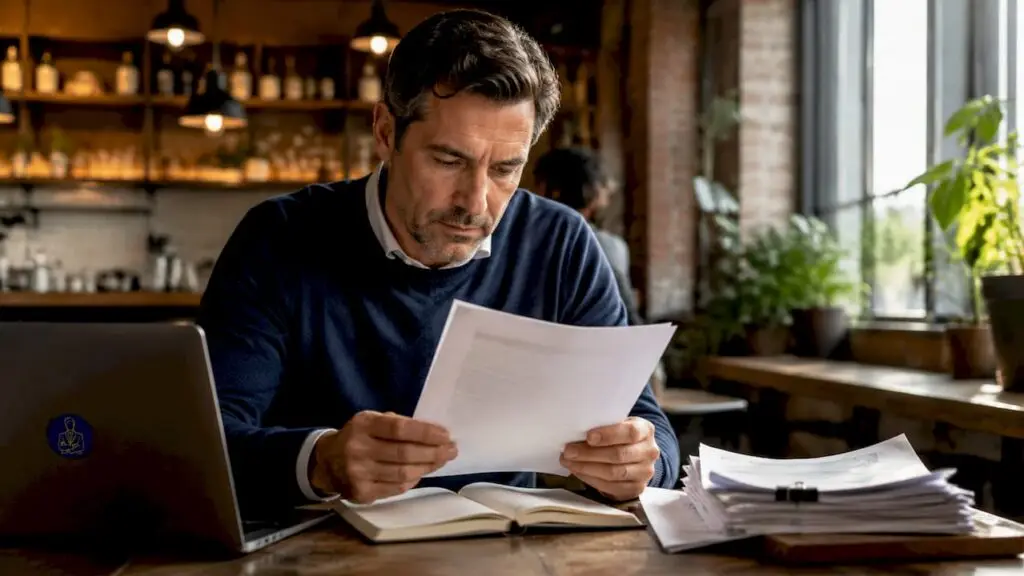 Entrepreneur reviewing accountant qualifications