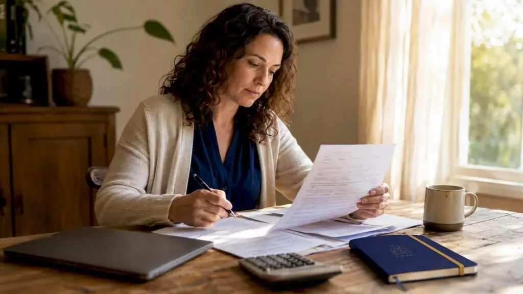Small business owner reviewing UK corporation tax documents