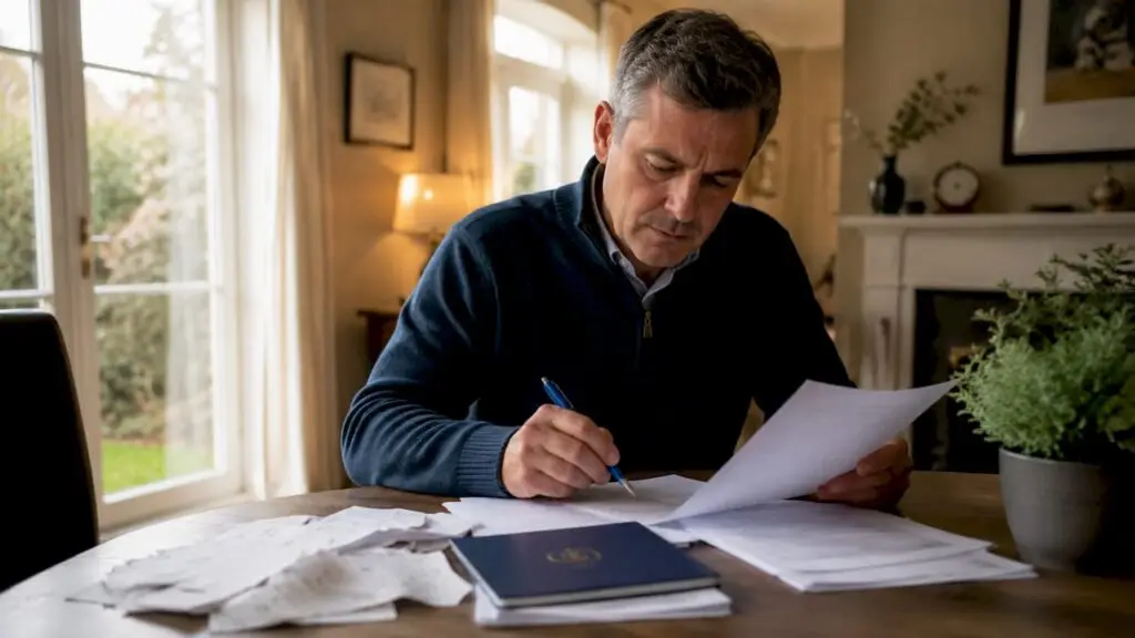 Landlord reviewing UK property tax forms at desk