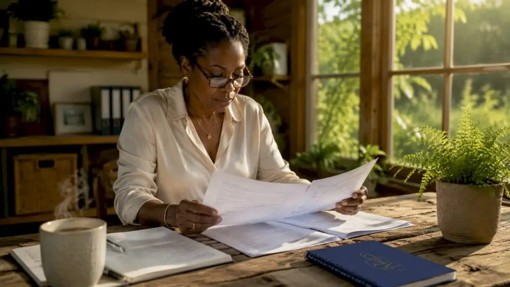 Accountant reviewing UK corporation tax papers