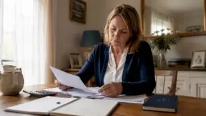 Person reviewing small business accounting documents