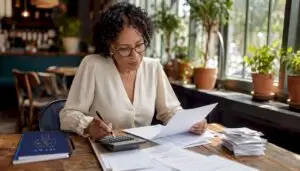 Accountant reviewing financial documents