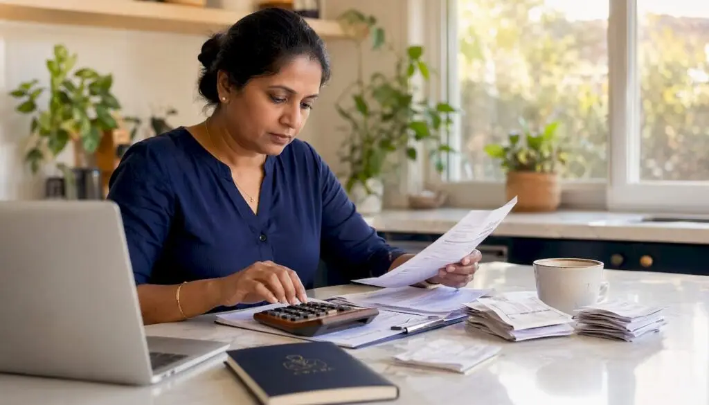 Small business owner doing VAT return paperwork