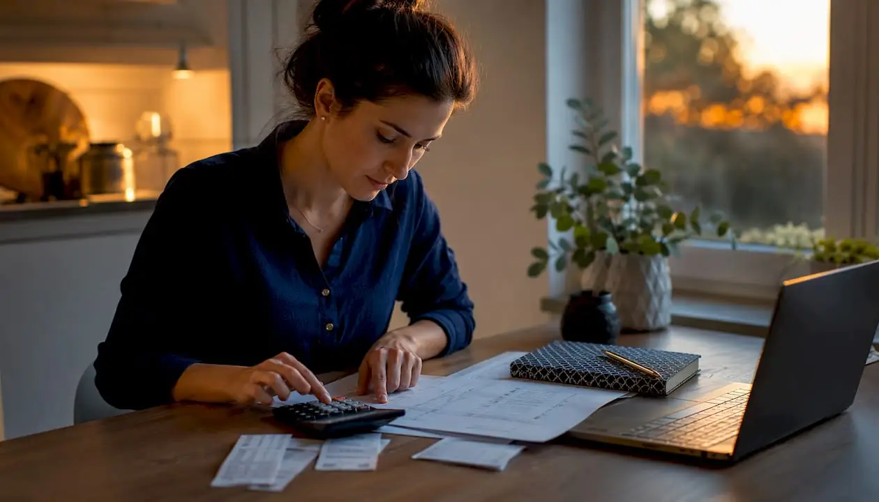 Hands calculating rental income tax