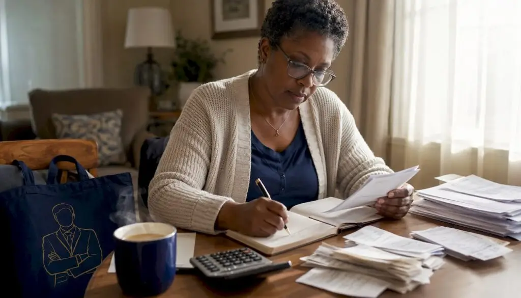Landlord reviewing HMO tax documents at table