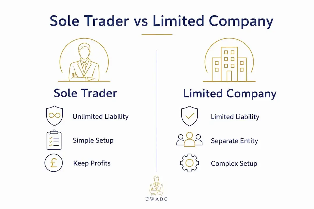 Infographic comparing sole trader and limited company features