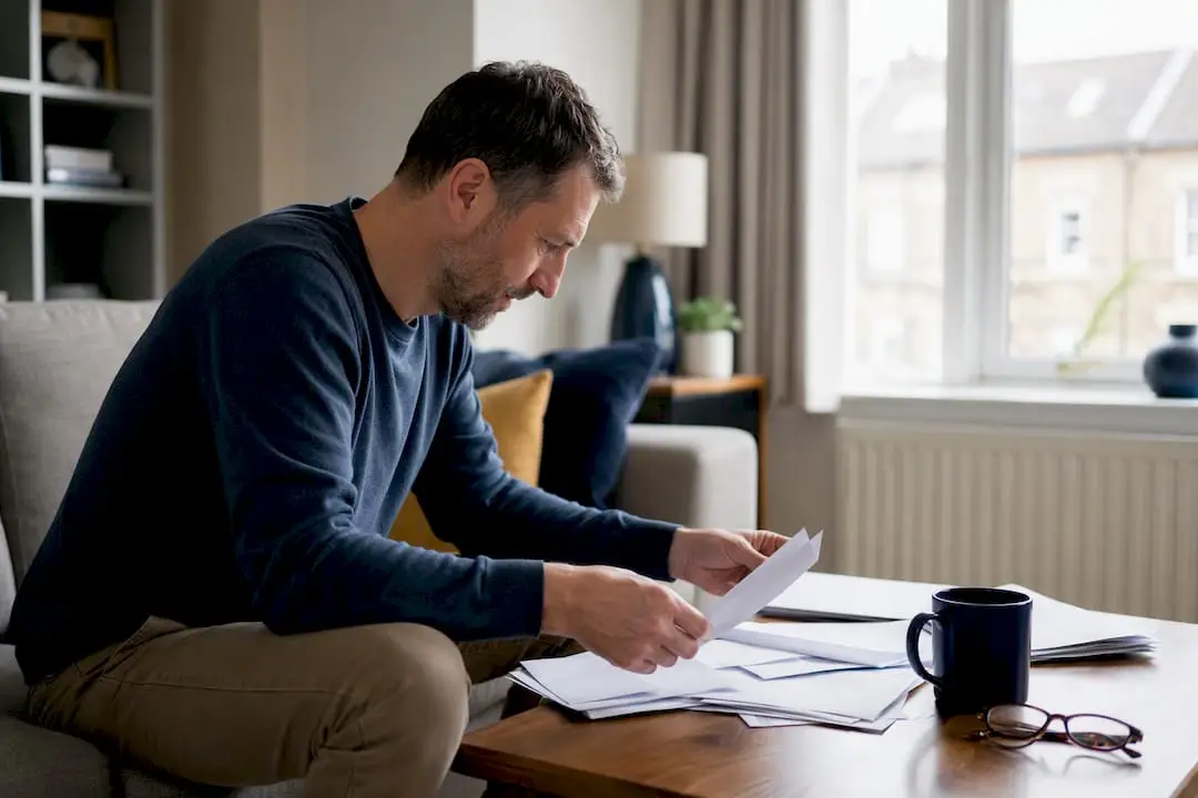 Hands sorting bank statements for rental properties