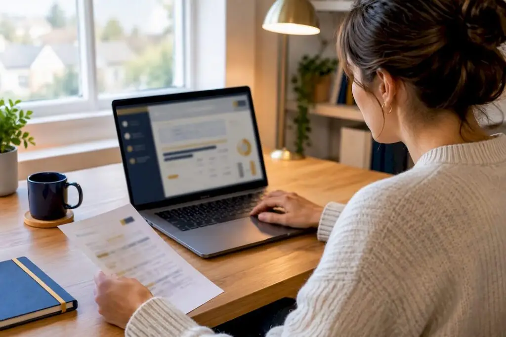 Small business owner reviewing VAT bookkeeping