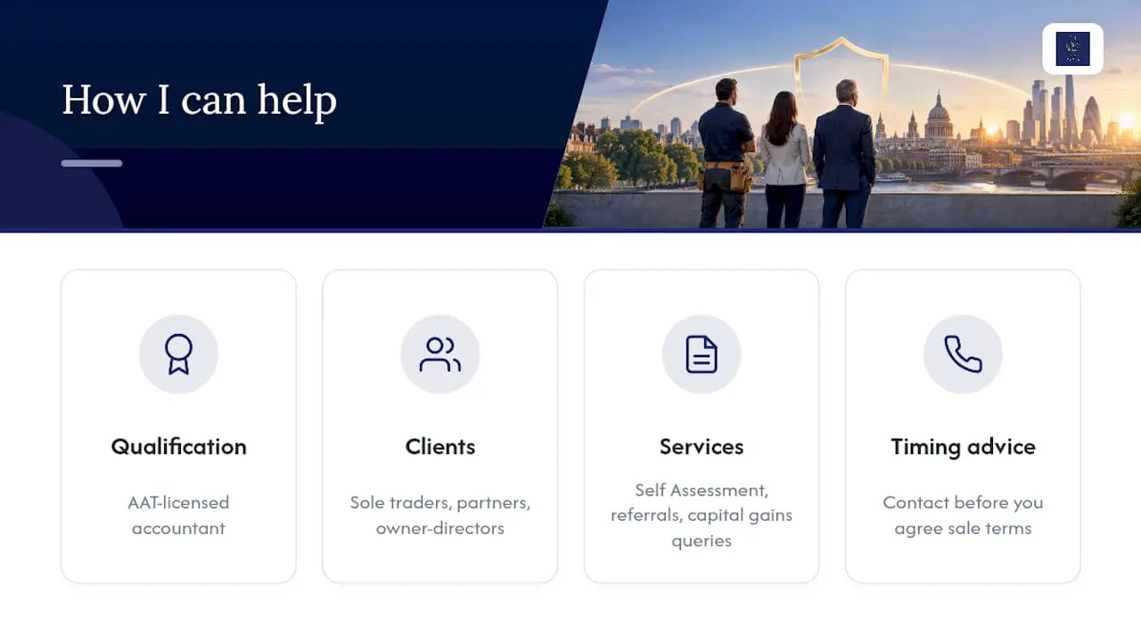 When to get an accountant: how I can help — overview diagram
