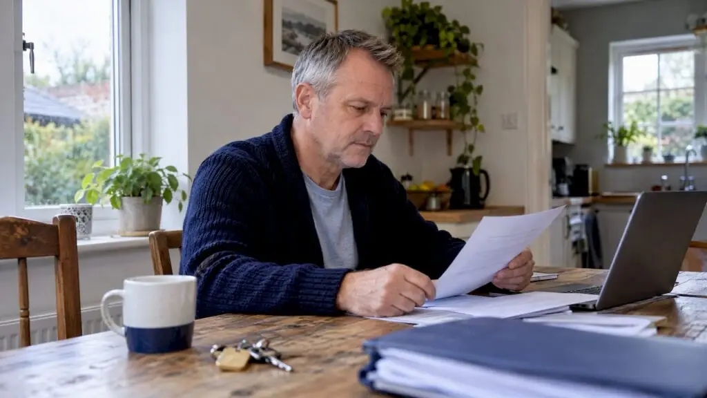 UK landlord reviewing rental income records