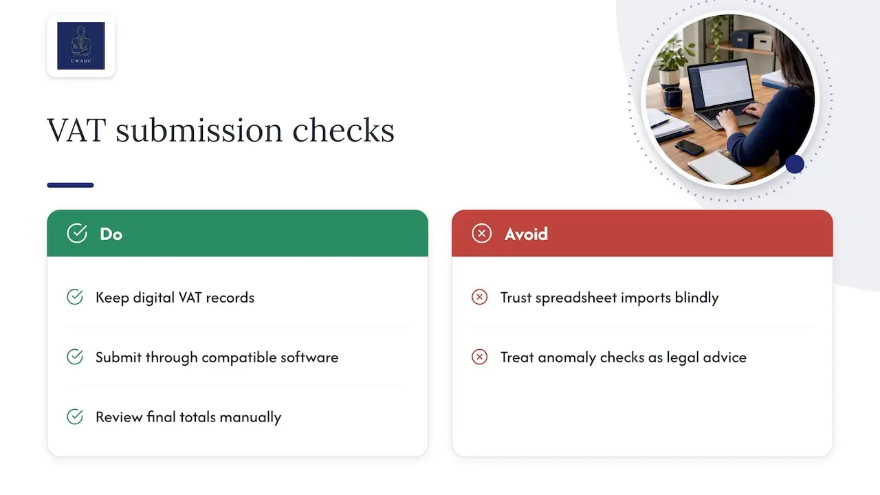 Making Tax Digital and QuickBooks: submission and error checks — overview diagram