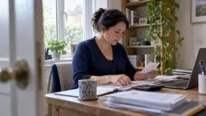 Sole trader reviewing records for Self Assessment