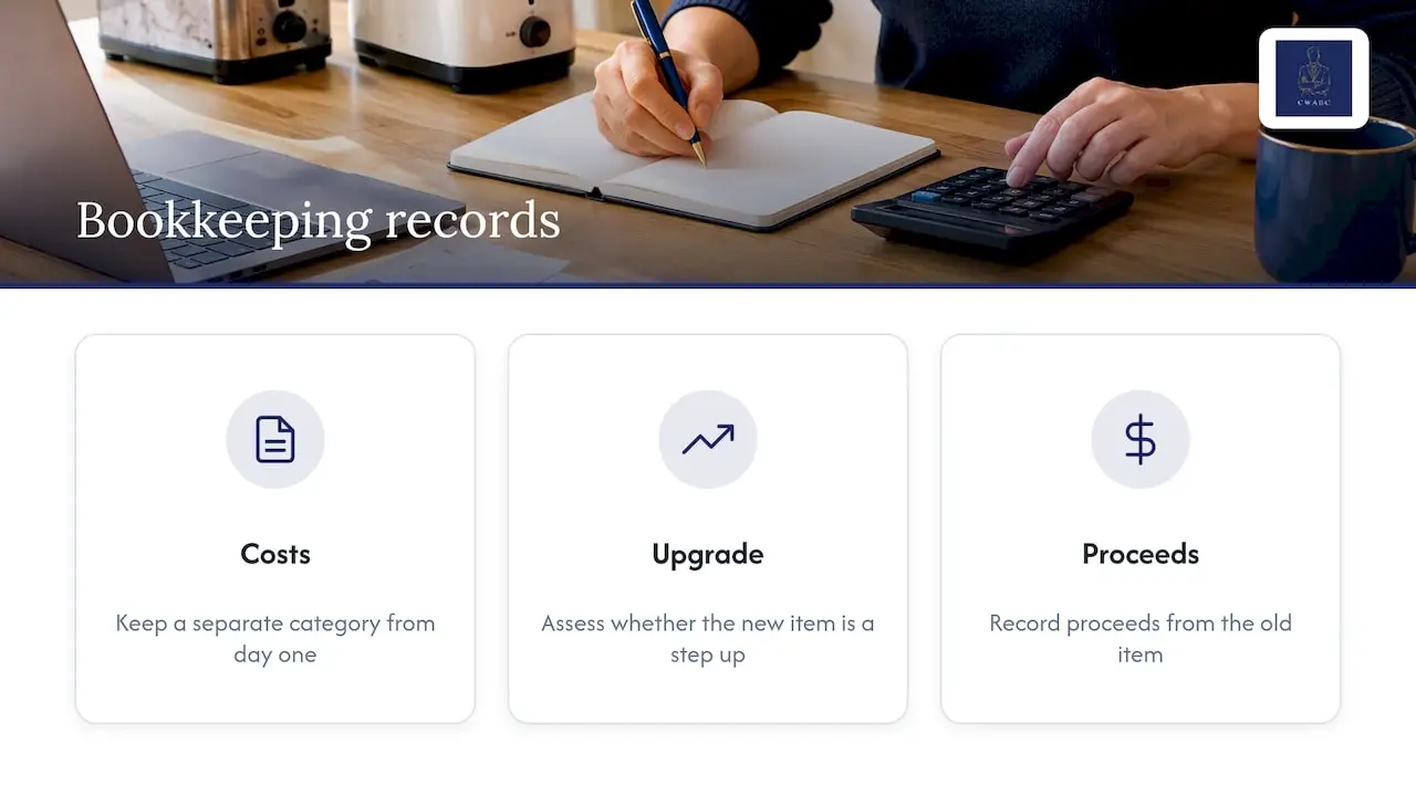 Three records for replacement item bookkeeping